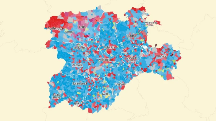 El mapa de la Castilla y Le&oacute;n de cada partido en las elecciones de 2026