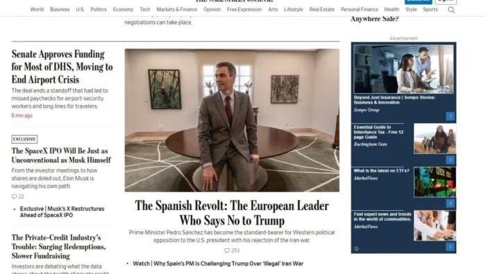 El líder europeo que le dice no a Trump": The Wall Street Journal destaca a Sánchez