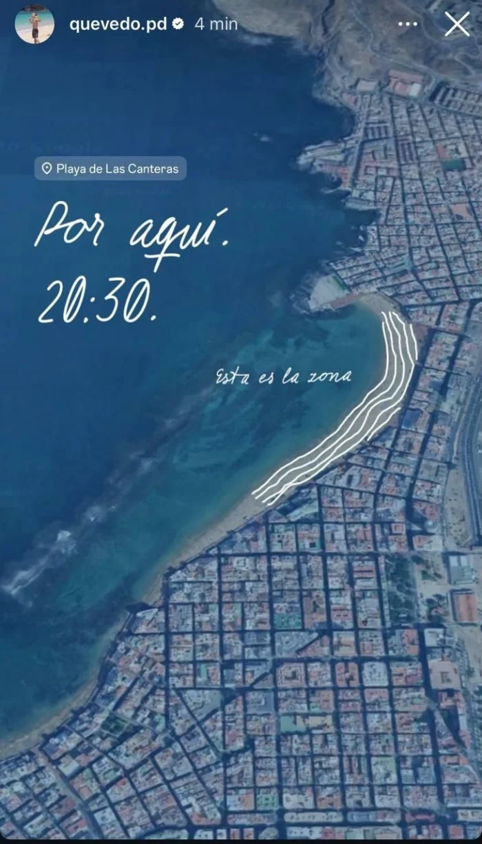 Un mapa de Las Canteras y una advertencia de Quevedo: "Ma&ntilde;ana va a pasar algo en la Isla"