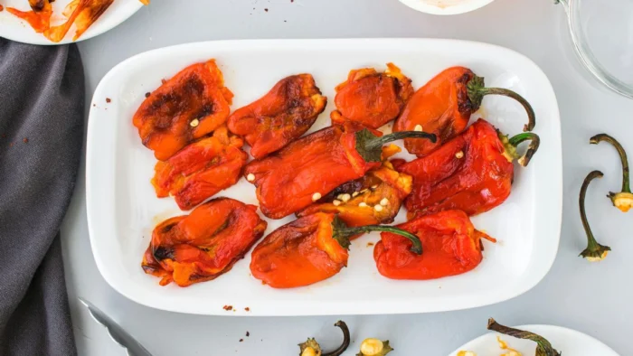 Con bacalao, anchoas o aguacate: tres tostas con pimientos asados sobre pan crujiente